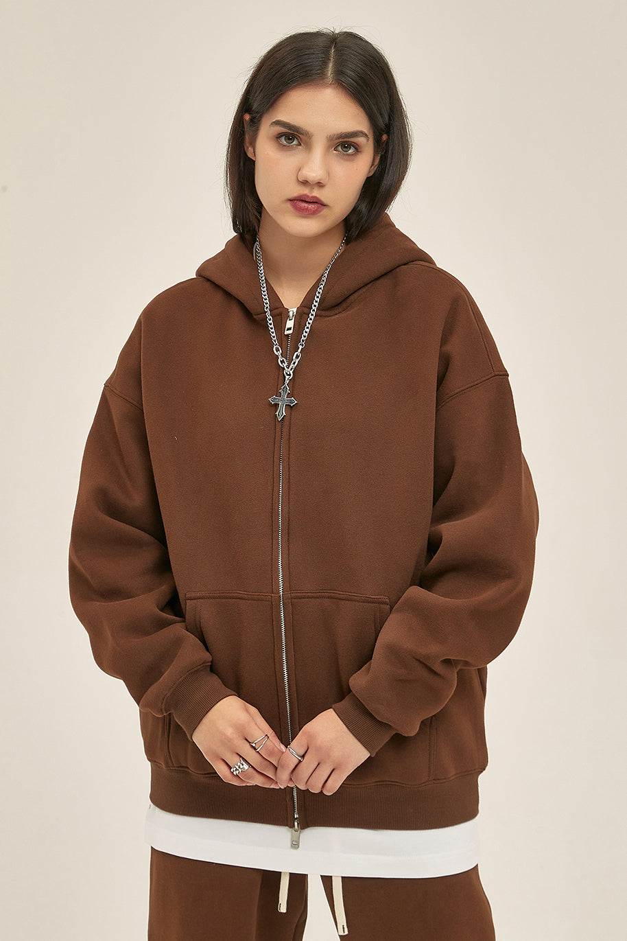 350GSM Solid Color Fleece Zipper Jacket