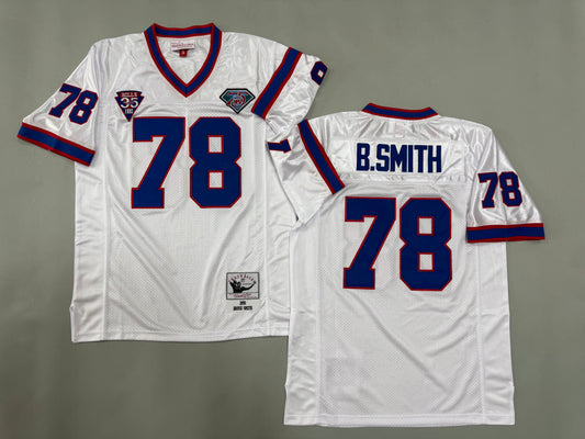 Mens Bruce Smith #78 Buffalo Bills White 1990 Vintage Throwback Jersey