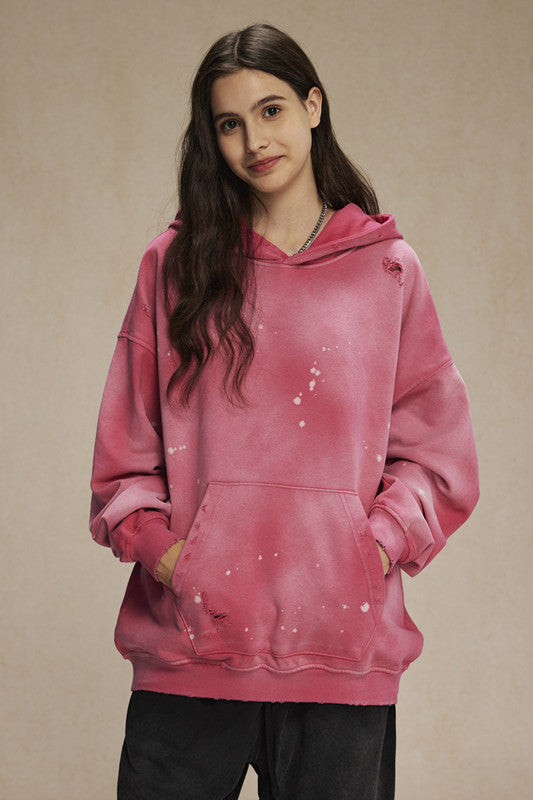 450GSM Distressed Dirty Effect Sun Fade Hoodie