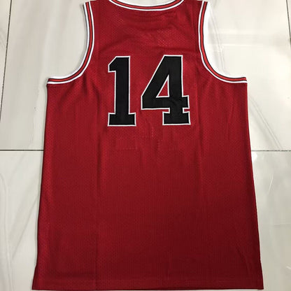 Slam Dunk Shohoku #14 red Throwback Jersey - Dense Embroidery