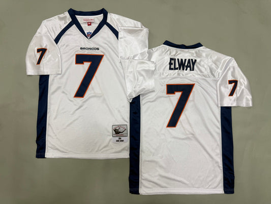 Mens John Elway#7 white Denver Broncos Vintage Throwback Jersey