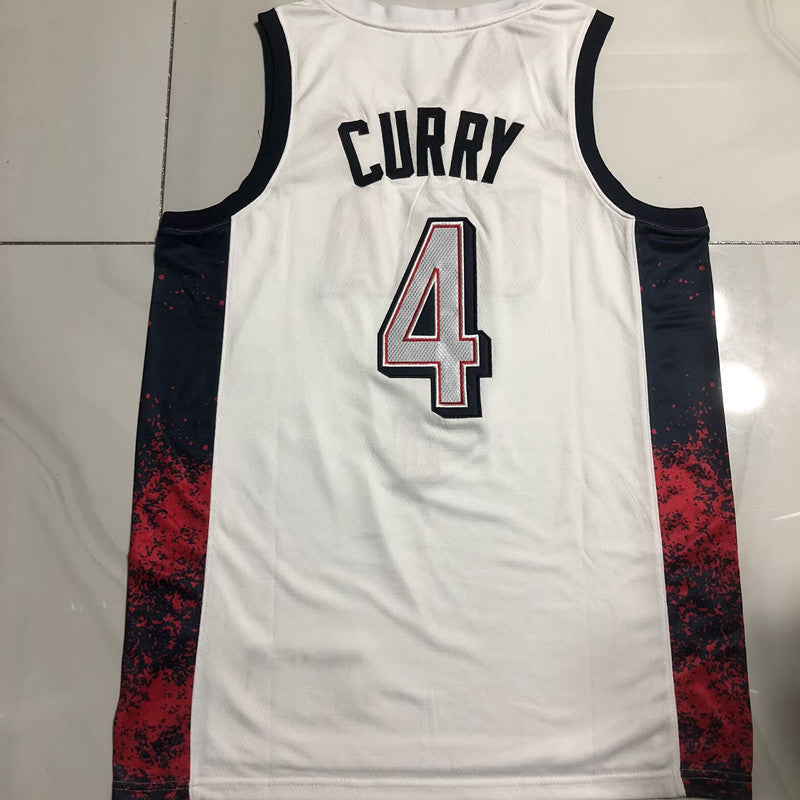 USA Basketball Team Stephen Curry #4 white Throwback Jersey -  Dense Embroidery