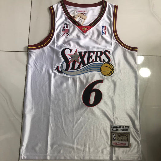 All-Star Allen Ezail Iverson #6 White Throwback Jersey - Dense Embroidery