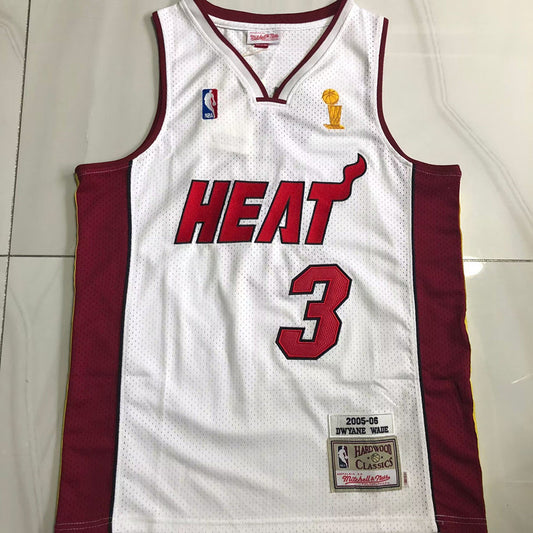 Miami Heat Dwyane Wade #3 white 2005 Throwback Jersey - Dense Embroidery