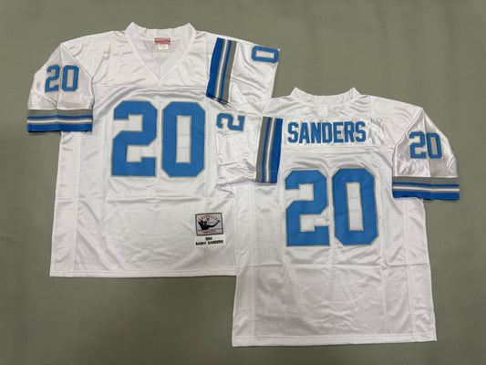 Mens Barry Sanders#20 white Detroit Lions Vintage Throwback Jersey