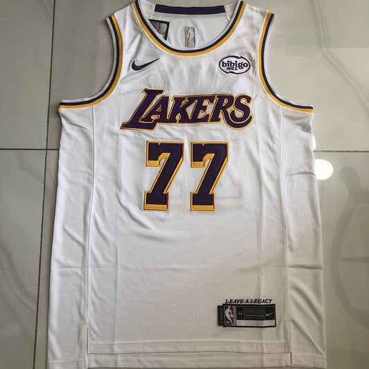 Los Angeles Lakers Luka Dončić #77 white Throwback Jersey -  Dense Embroidery
