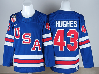 Quinn Hughes USA 2026 Olympic Home Jersey - Royal