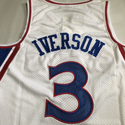 Philadelphia 76ers Allen Iverson #3 White Throwback Jersey - Dense Embroidery