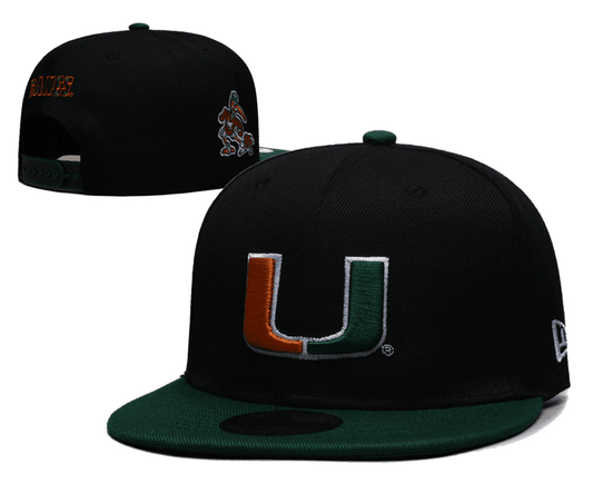 Miami Hurricanes Black Snapback Cap