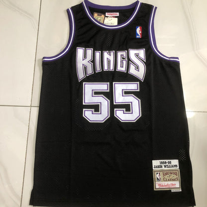 Sacramento Kings Jason Williams #55 black Throwback Jersey - Dense Embroidery