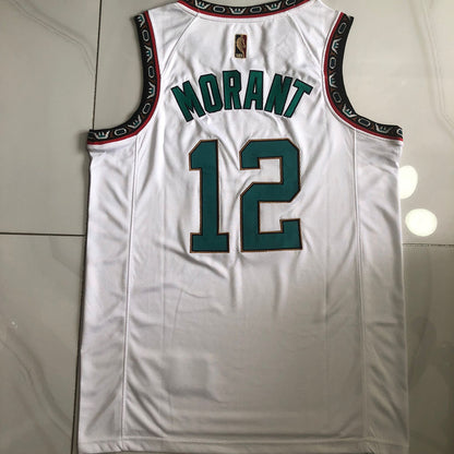 Memphis Grizzlies Ja Morant #12 white Throwback  Jersey -  Dense Embroidery