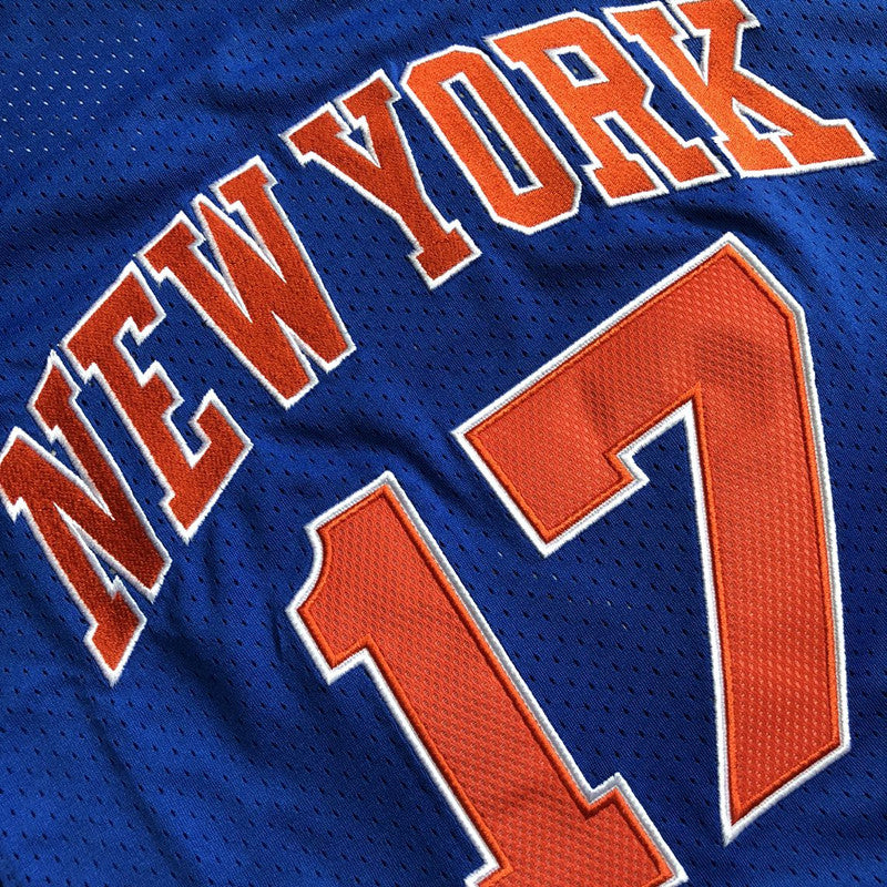 New York Knicks Jeremy Lin #17 blue Throwback Jersey - Dense Embroidery
