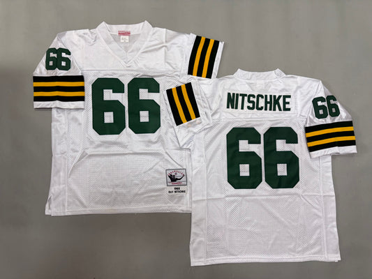 Mens Ray Nitschke#66 white Green Bay Packers Vintage Throwback Jersey