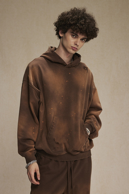 450GSM Distressed Dirty Effect Sun Fade Hoodie