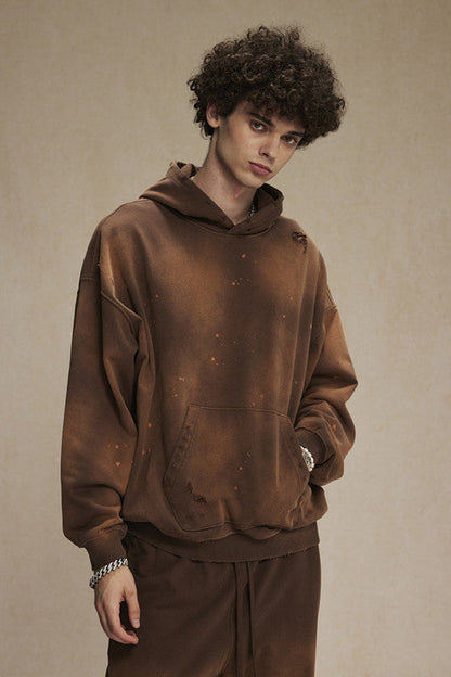 450GSM Distressed Dirty Effect Sun Fade Hoodie