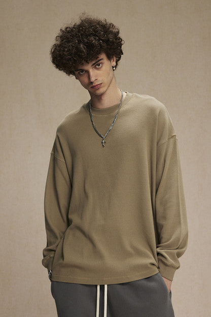 330GSM Waffle Material Long Sleeve Crew