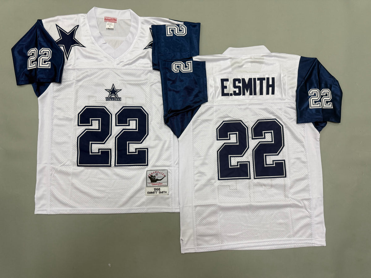 Mens Emmitt Smith#22 white Dallas Cowboys Vintage Throwback Jersey