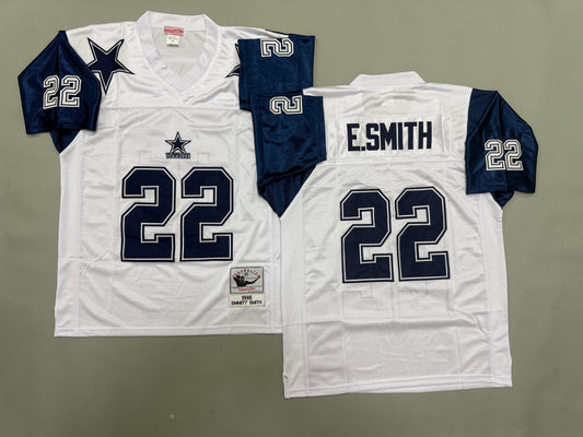 Mens Emmitt Smith#22 white Dallas Cowboys Vintage Throwback Jersey
