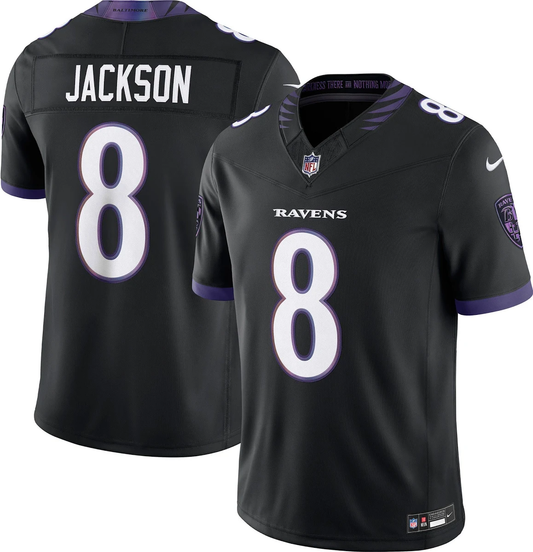Men's Baltimore Ravens Lamar Jackson Black Vapor F.U.S.E. Sewn Down Limited Jersey