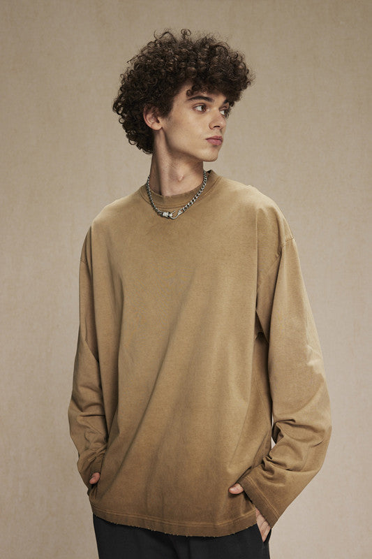275GSM Distressed Washed Long Sleeve Crew