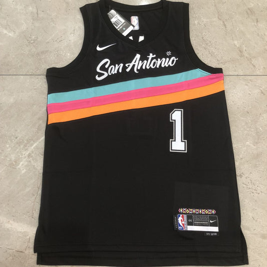 San Antonio Spurs Victor Wembanyama #1 black Throwback Jersey - Dense Embroidery