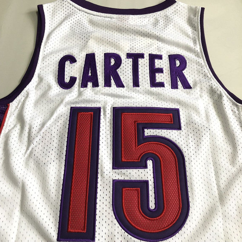 Toronto Raptors Vince Carter #15 White Throwback Jersey - Dense Embroidery