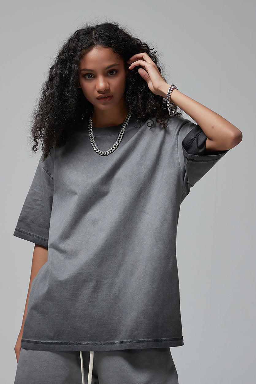 250GSM Double Stitch Sleeve Hem Washed Tee