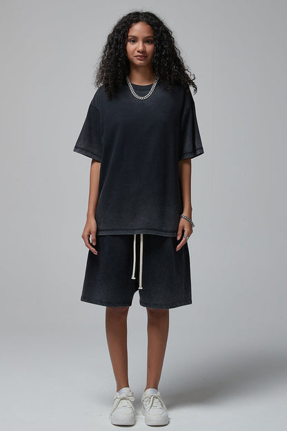 250GSM Double Stitch Sleeve Hem Washed Tee