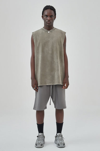 275GSM Distressed Washed Muscle Tee