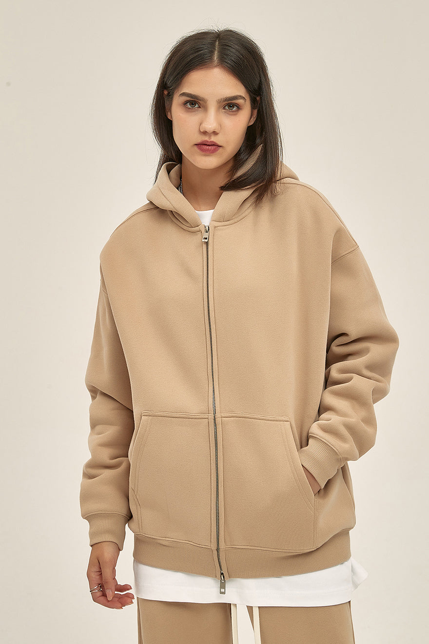 350GSM Solid Color Fleece Zipper Jacket