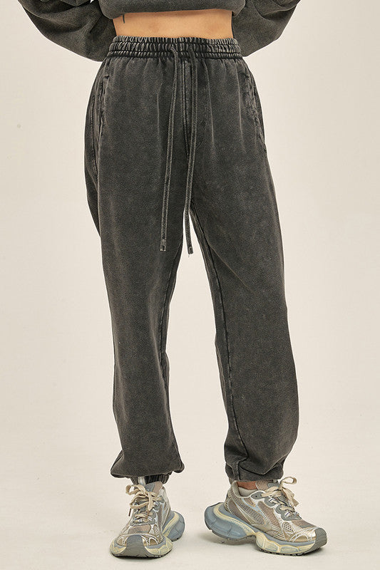 100% Cotton 420GSM Washed Sweatpants