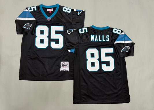 Mens Wesley Walls #85 Carolina Panthers Black Vintage Throwback Jersey