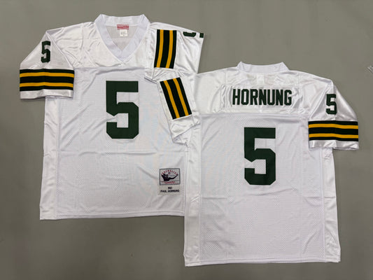 Mens Paul Hornung#5 white Green Bay Packers Vintage Throwback Jersey
