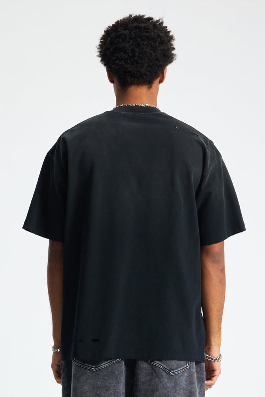 250GSM Gradient Sprayed Distressed Tee