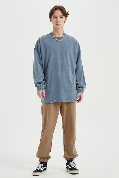 310GSM Pigment Dyed Washed Long Sleeve Crew