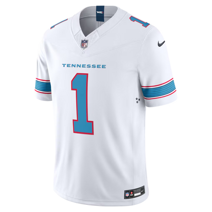 Cameron Ward #1 Tennessee Titans White Vapor F.U.S.E. Sewn Down Limited Jersey