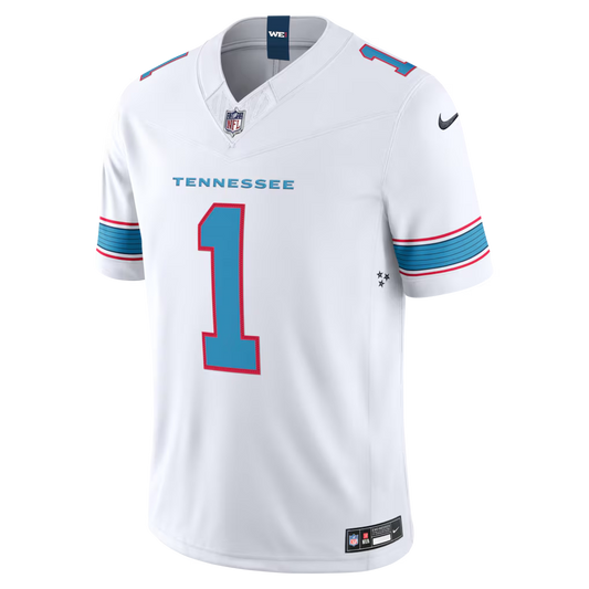 Cameron Ward #1 Tennessee Titans White Vapor F.U.S.E. Sewn Down Limited Jersey