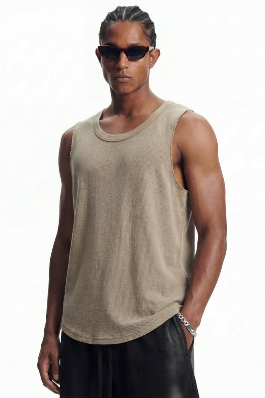 325GSM Washed Distressed Waffle Tee