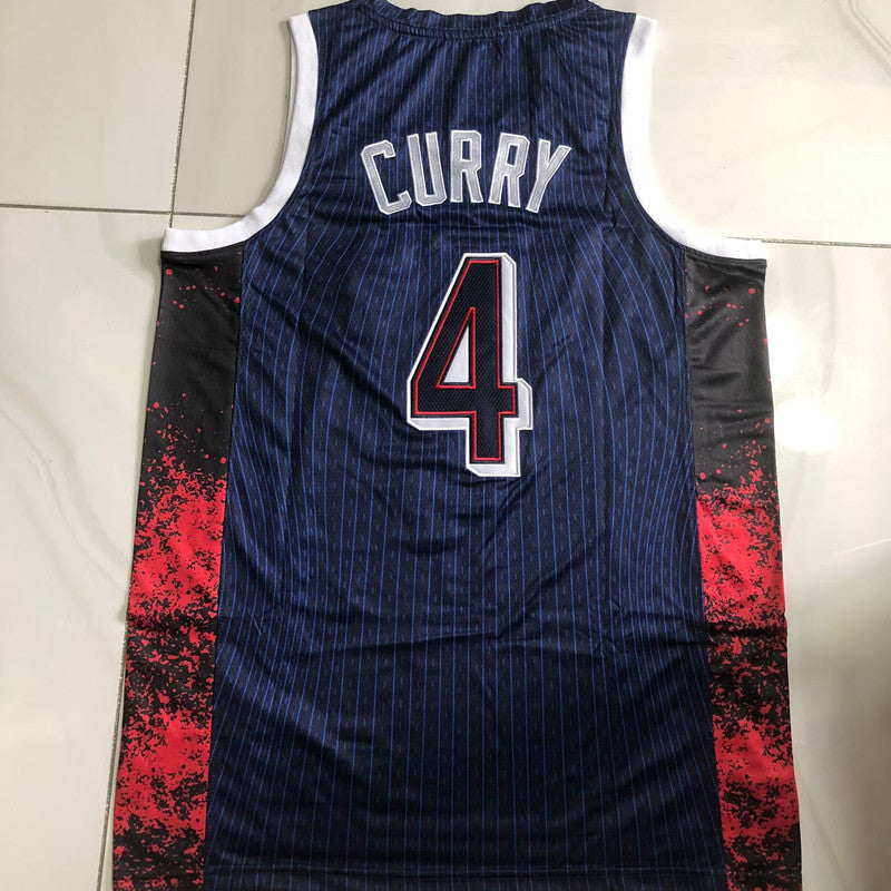 USA Basketball Team Stephen Curry #4 blue Throwback Jersey -  Dense Embroidery