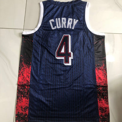 USA Basketball Team Stephen Curry #4 blue Throwback Jersey -  Dense Embroidery