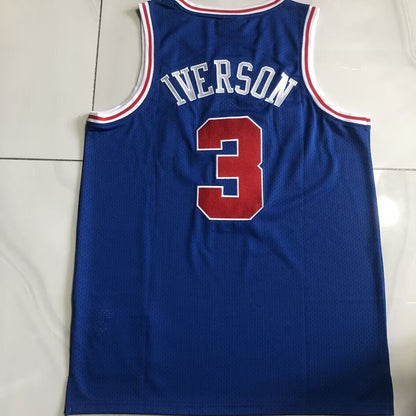 Philadelphia 76ers Allen Iverson #3 blue Throwback Jersey -  Dense Embroidery