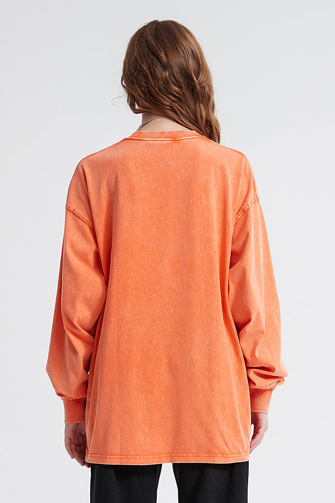 250GSM Vintage Washed Long Sleeve Crew