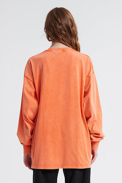 250GSM Vintage Washed Long Sleeve Crew