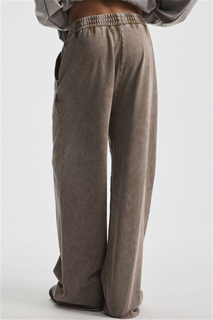 380GSM Wide Leg Washed Sweatpants