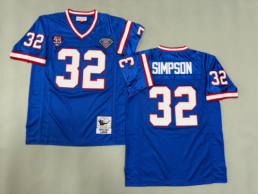 Mens O.J.Simpson #32 Buffalo Bills Blue Vintage Throwback Jersey