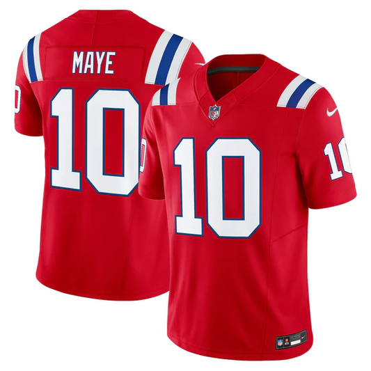 Drake Maye #10 New England Patriots Red Vapor F.U.S.E. Limited Jersey
