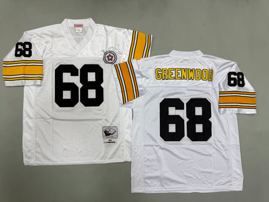 Mens L.C. Greenwood#68 white‌ Pittsburgh Steelers Vintage Throwback Jersey