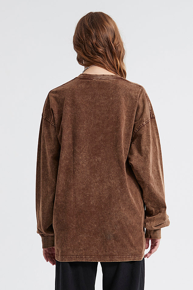 250GSM Vintage Washed Long Sleeve Crew