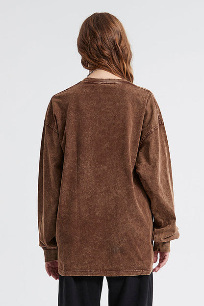 250GSM Vintage Washed Long Sleeve Crew