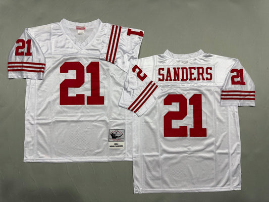 Mens Deion Sanders#21 white‌ San Francisco 49ers Vintage Throwback Jersey